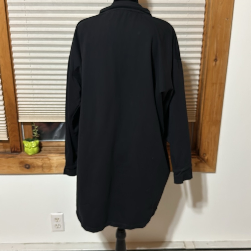 Oversized Black Button Down Tunic Top Shacket - Picture 4 of 6